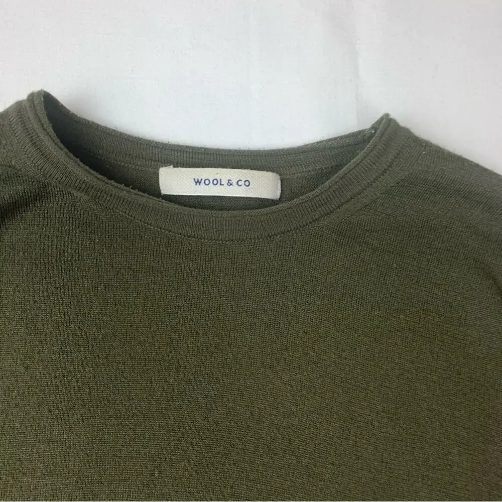 Wool & Co size small Olive green long sleeve shirt wool blend base layer coolmax